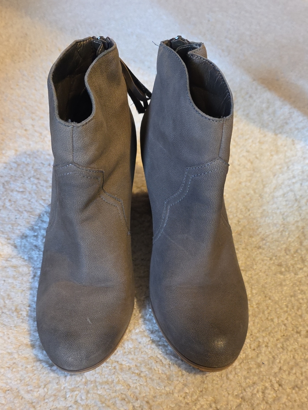 bp. Gray Suede-Look Ankle Booties with Subtle Western Stitch